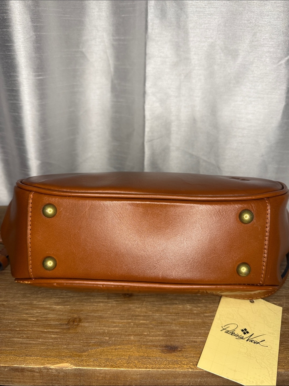 Patricia Nash Tooled Gracchi Florence Frame Satchel Leather Rich Brown Authentic - Picture 3 of 14